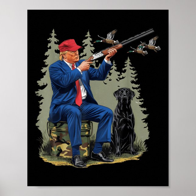 Funny Hunting Anka Trump Camo Hunting Hej Poster (Framsidan)