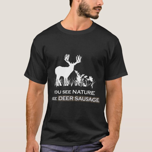 Funny Hunting Hjort Sause T Shirt (Framsida)