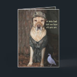 Funny Hunting Lab Birthday Kort<br><div class="desc">Humorist, anpassadets födelsedag med en knut på "En liten fågel sa.." Här är fågeln en vaktel och innanför Bubba Kattunge har ett gevär. Du kan justera bilder, ändra text, typsnitt, teckenstorlek och färg. Du kan också lägga till text. Moses skulle inte ont en fågel, men Bubba skulle om han kunde....</div>