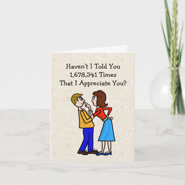 Funny Husband Appreciation Day Exaggeration Card Kort (Framsida)