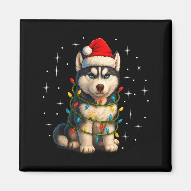 Funny Husky Dog Christmas Pj Pajama Men Women Pjs  Magnet (Framsidan)