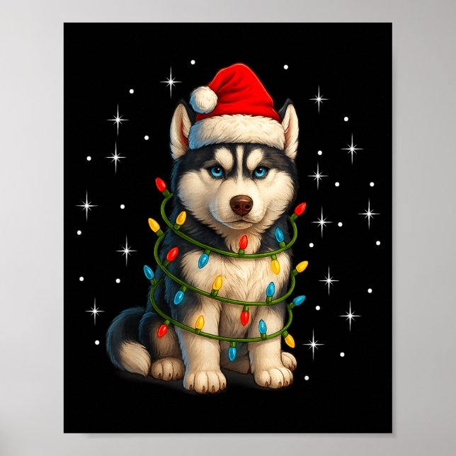 Funny Husky Dog Christmas Pj Pajama Men Women Pjs  Poster (Framsidan)