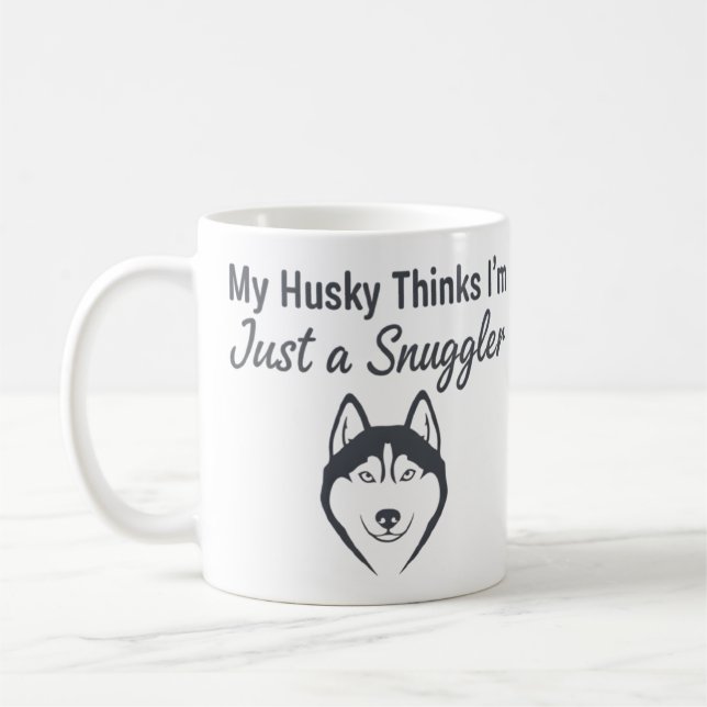 Funny Husky Dog Snuggler Kaffemugg (Vänster)