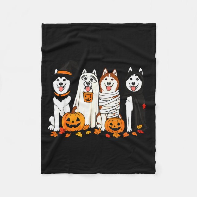 Funny Husky Ghost Dogs Halloween Dog Soky  Fleecefilt (Framsidan)