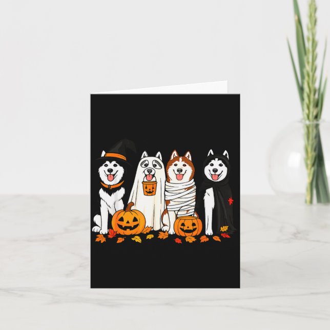 Funny Husky Ghost Dogs Halloween Dog Soky  Kort (Framsida)