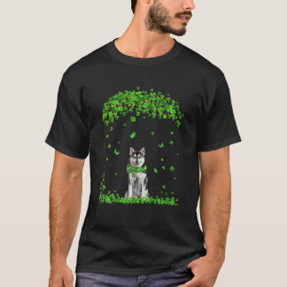 Funny Husky Hund Irish Grönt Shamrock Klöver St Pa T Shirt