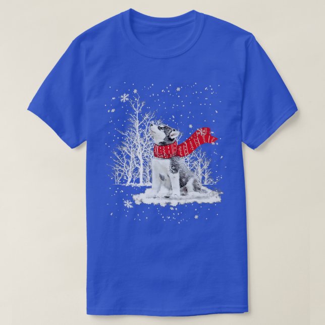 Funny Husky Hund Julgran Matching Hundälskares T Shirt (Design framsida)