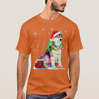 Funny Husky Hund Träd jul Ljus Julafton Pajama T Shirt