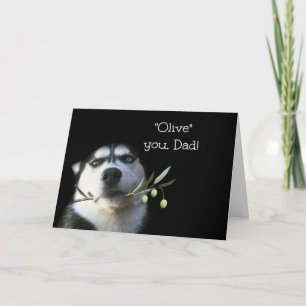 Funny Husky I Kärlek You Fars dag Card Kort
