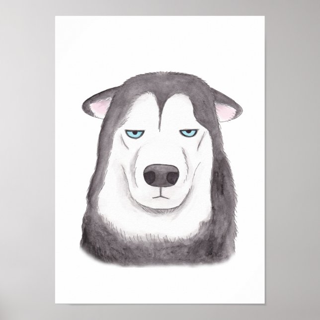 Funny Husky Poster Husky Hund Print Rolig hund ans (Framsidan)