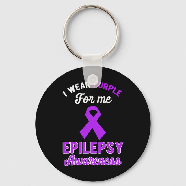 Funny I Bära Lila för me Epilepsy Awareness Purp Nyckelring (Framsida)