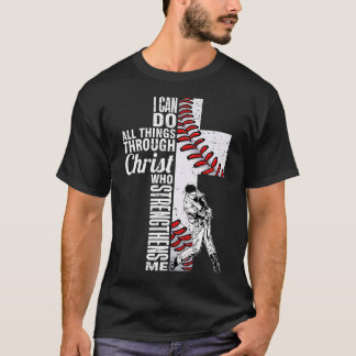 Funny I Can Do All Things Baseball Catcher Pitcher T Shirt