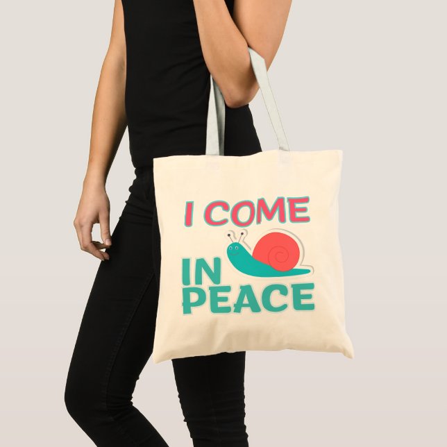 Funny "I com in peace" Funny Quote Matching Couple Tygkasse (Framsida (produkt))