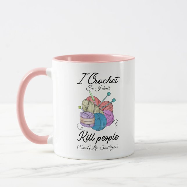 Funny I Crochet Save A Life Yarn Art Mugg (Vänster)