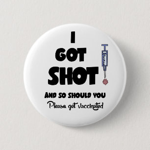 Funny I Har Shot Vaccination Covid19 Tecknad Knapp