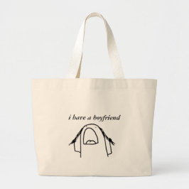 Funny I Have a Boyfriend Tote Bag Cute Minima Girl Jumbo Tygkasse
