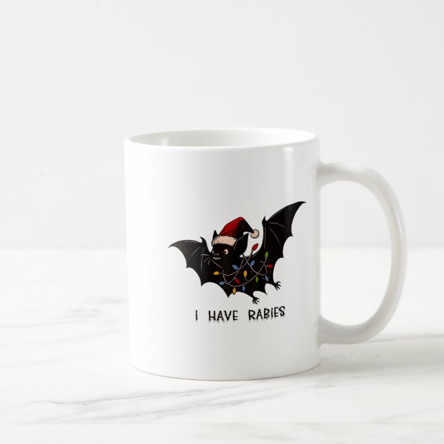 Funny I Have Rabies Christmas Bat Matching Holiday Kaffemugg (Höger)