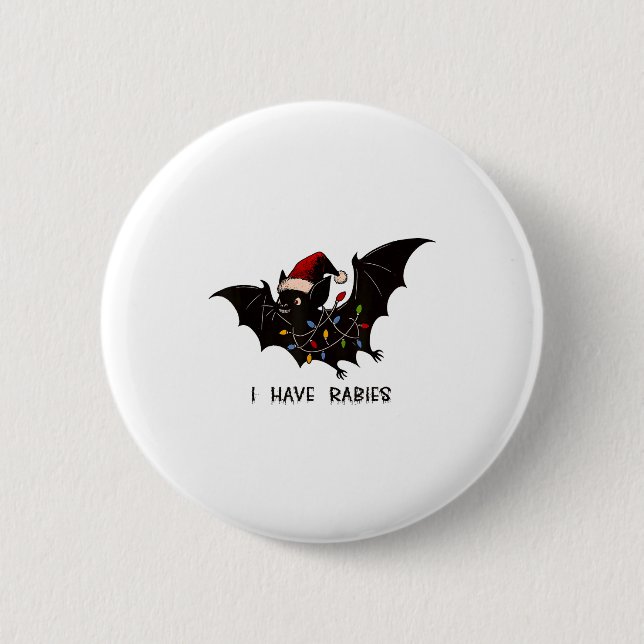 Funny I Have Rabies Christmas Bat Matching Holiday Knapp (Framsida)