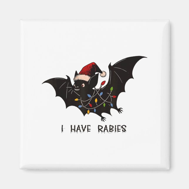 Funny I Have Rabies Christmas Bat Matching Holiday Magnet (Framsidan)