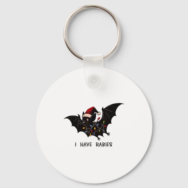 Funny I Have Rabies Christmas Bat Matching Holiday Nyckelring (Framsida)