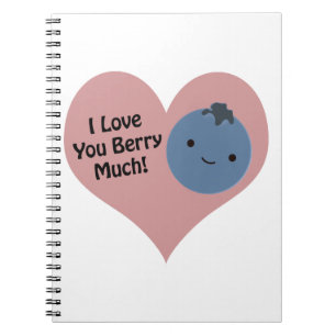 Funny I Kärlek Du Berry Mycket Cute Kawaii Blueber Anteckningsbok Med Spiral