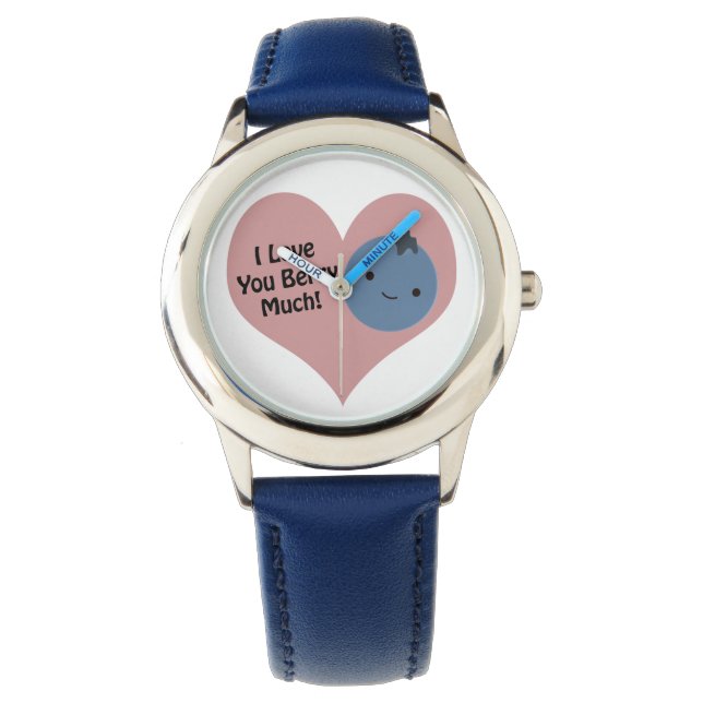 Funny I Kärlek Du Berry Mycket Cute Kawaii Blueber Armbandsur (Framsida)