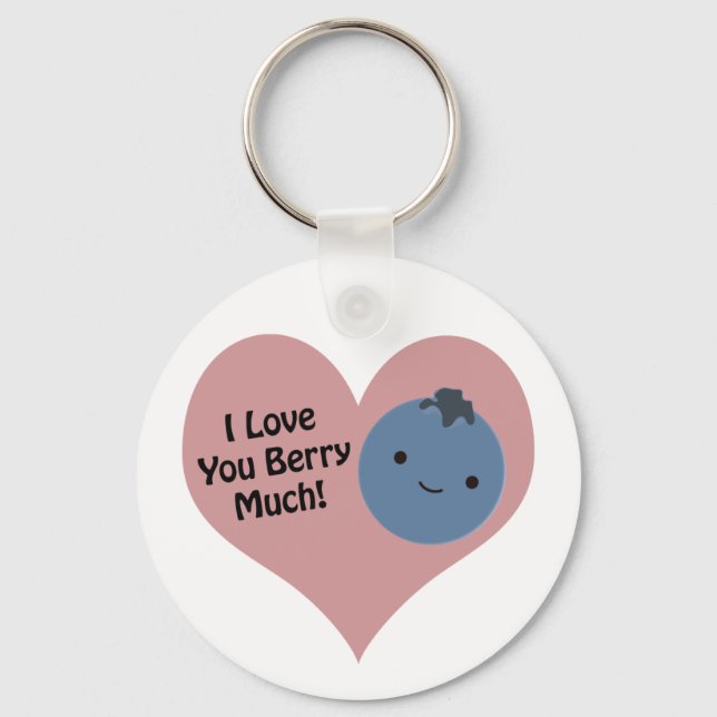 Funny I Kärlek Du Berry Mycket Cute Kawaii Blueber Nyckelring (Framsida)
