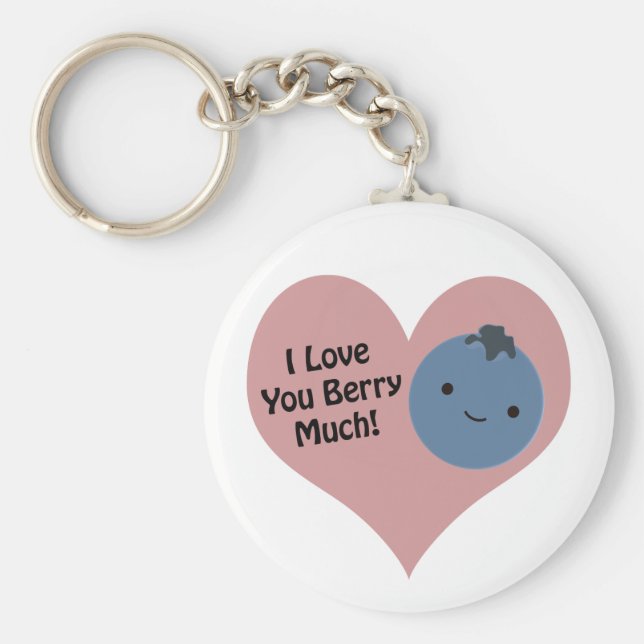 Funny I Kärlek Du Berry Mycket Cute Kawaii Blueber Nyckelring (Framsidan)