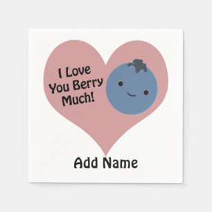 Funny I Kärlek Du Berry Mycket Cute Kawaii Blueber Pappersservett