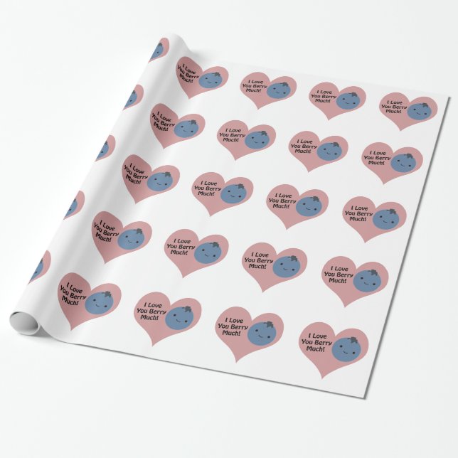 Funny I Kärlek Du Berry Mycket Cute Kawaii Blueber Presentpapper (Utrullad)