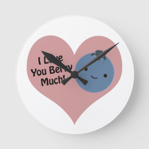 Funny I Kärlek Du Berry Mycket Cute Kawaii Blueber Rund Klocka