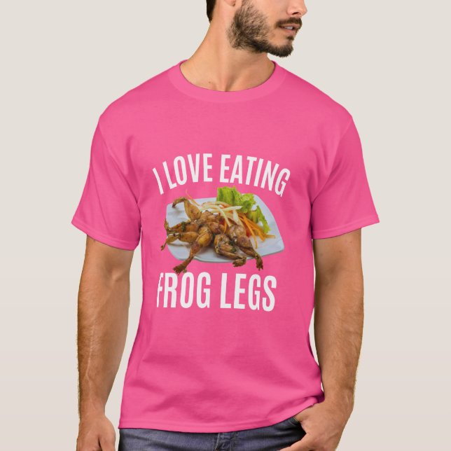 Funny I Kärlek Eating Frog Ben - Fransk och kinesi T Shirt (Framsida)