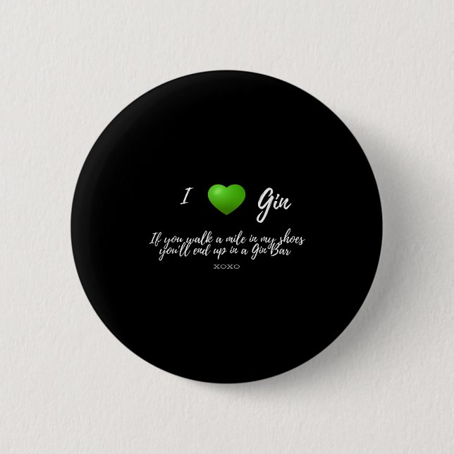 Funny I Kärlek Gin Drinker Heart Graphic Party Gif Knapp (Framsida)