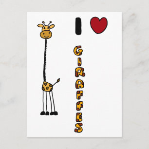 Funny I Kärlek Giraffes tecknad Vykort