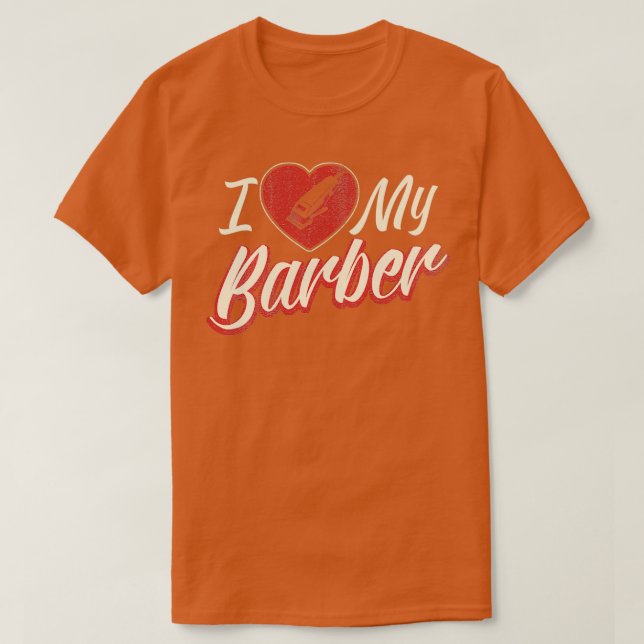 Funny I Kärlek My Barber Barbershop BarNumrering H T Shirt (Design framsida)
