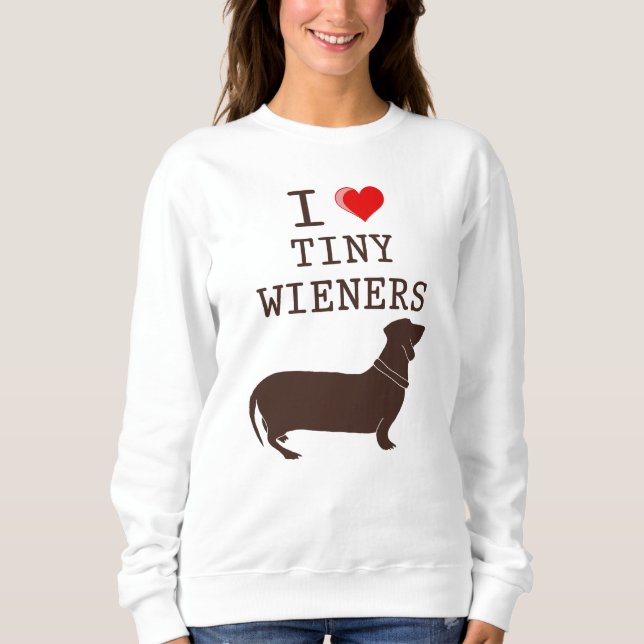 Funny I Kärlek Tiny Wiener Dachshund Hund T Shirt (Framsida)
