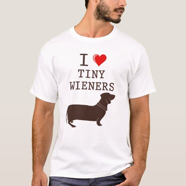 Funny I Kärlek Tiny Wiener Dachshund T Shirt (Framsida)