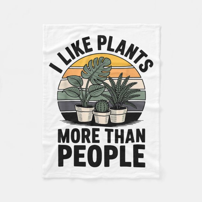 Funny I Like Plants More Than People Design  Fleecefilt (Framsidan)