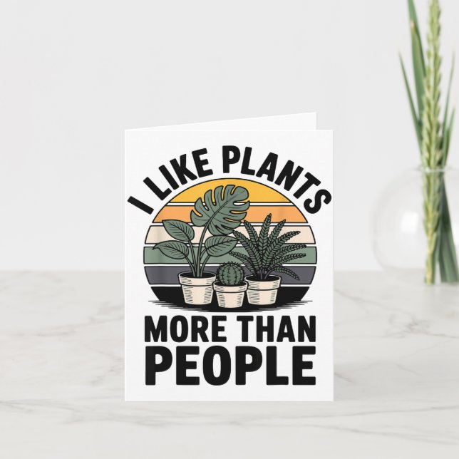 Funny I Like Plants More Than People Design  Kort (Framsida)