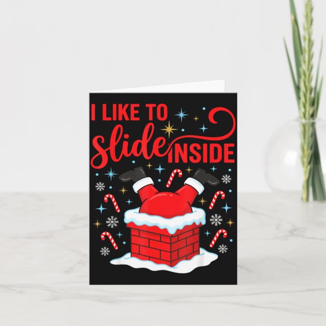 Funny I Like To Slide Inside Santa Ugly Christmas  Kort (Framsida)