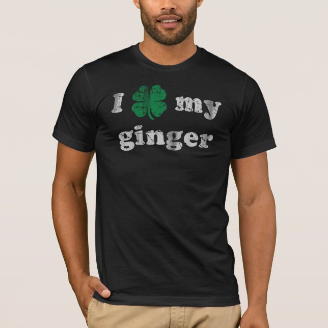 Funny I Shamrock My Ginger Irish Tee Shirt (Framsida)