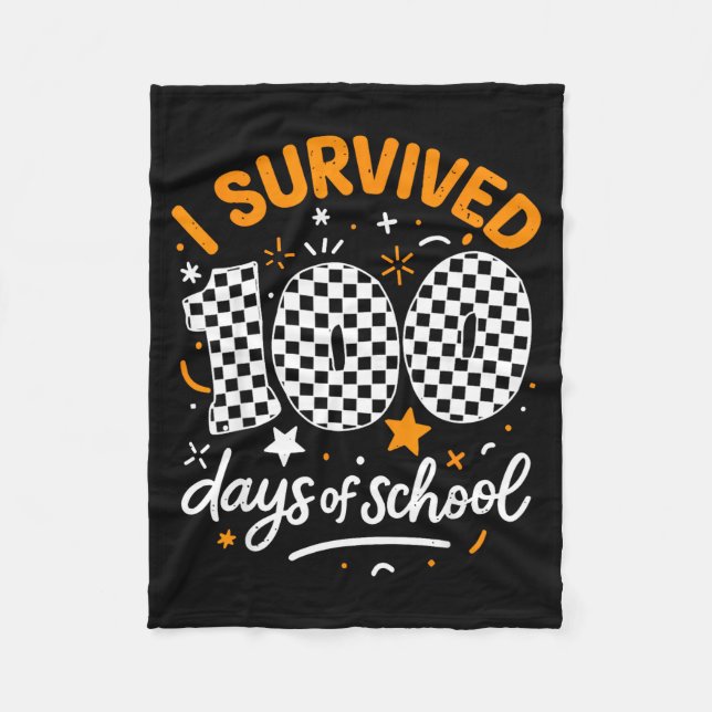 Funny I Survived 100 Days Of School Student Teache Fleecefilt (Framsidan)