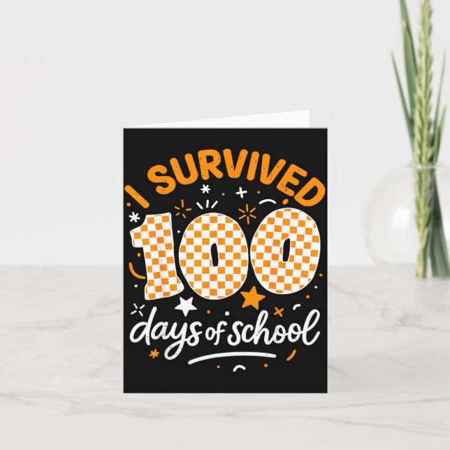 Funny I Survived 100 Days Of School Student Teache Kort (Framsida)