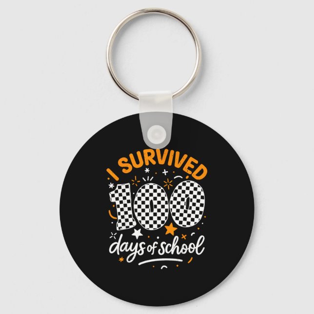Funny I Survived 100 Days Of School Student Teache Nyckelring (Framsida)