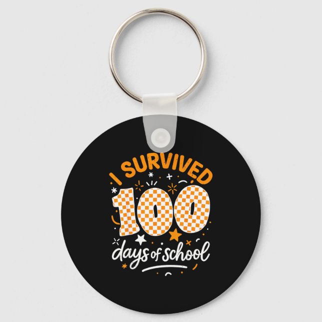 Funny I Survived 100 Days Of School Student Teache Nyckelring (Framsida)