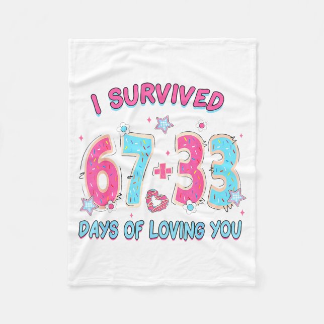 Funny I Survived 67 + 33 Days Of Loving You Valent Fleecefilt (Framsidan)