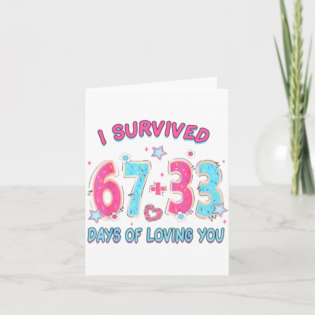 Funny I Survived 67 + 33 Days Of Loving You Valent Kort (Framsida)