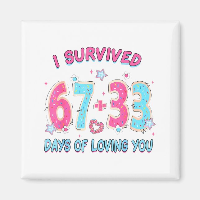 Funny I Survived 67 + 33 Days Of Loving You Valent Magnet (Framsidan)