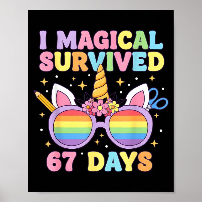 Funny I Survived 67 Days Of School Cat Teachers St Poster (Framsidan)