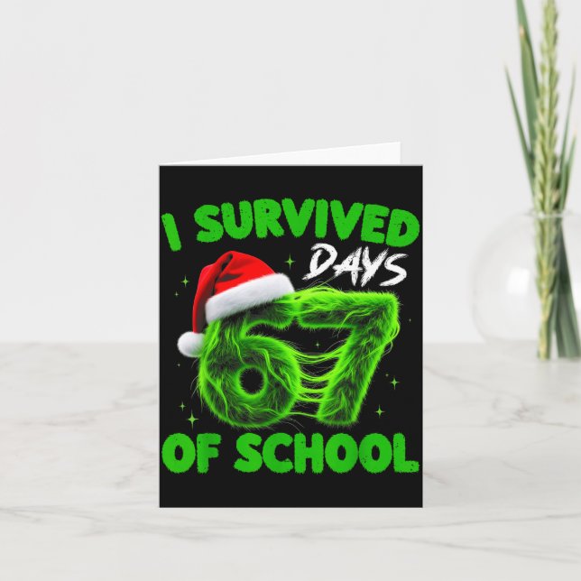 Funny I Survived 67 Days Of School Christmas Kids  Kort (Framsida)